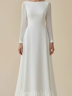 Ivory Long Sleeve A-Line Bridal Dress
